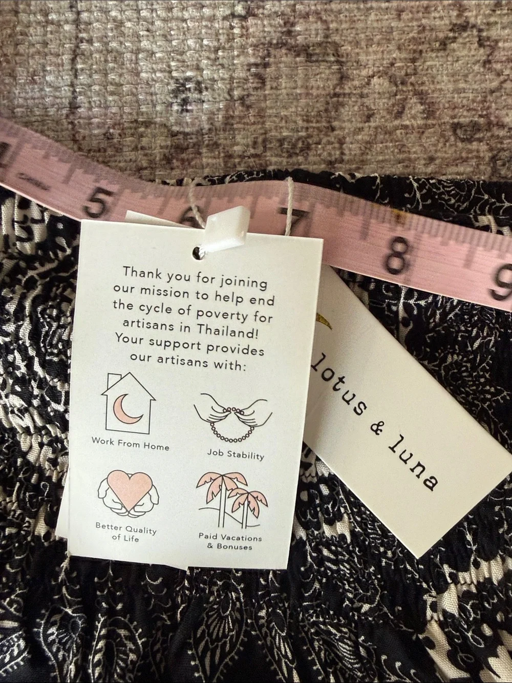 Black & White Mandala Smocked Waist Joggers - Picture 8 of 9